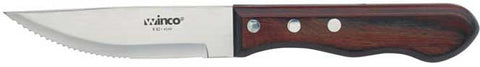 Winco Pointed Tip Jumbo Steak Knife with Polywood Handle, 4 3/4 inch Blade - 6 pieces per pack -- 12 packs per case