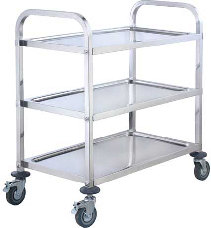 Winco Stainless Steel 3 Tiers Medium Size Utility Trolley, 33.5 x 17 x 35 inch -- 1 set