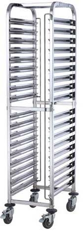 Winco Stainless Steel 36 Tier End-Load Steam Table Pan/Food Pan Rack with Brake, 21 5/8 x 15 1/8 x 63 1/4 inch