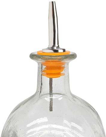 Winco Oversized Tapered Spout Metal Pourer with Yellow Plastic Stopper -- 576 per case