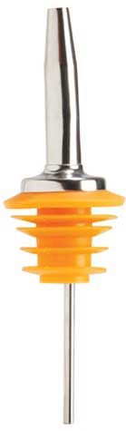 Winco Oversized Tapered Spout Metal Pourer with Yellow Plastic Stopper -- 576 per case