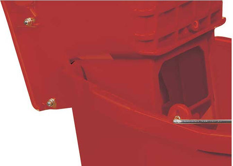 Winco Red Mop Bucket with Side Press Wringer Combo, 36 Quart