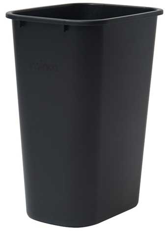 Winco Low Density Polyethylene Black Rectangular Wastebasket, 41 Quart -- 12 per case
