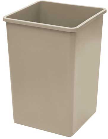 Winco Beige Tall Square Trash Can, 35 Gallon