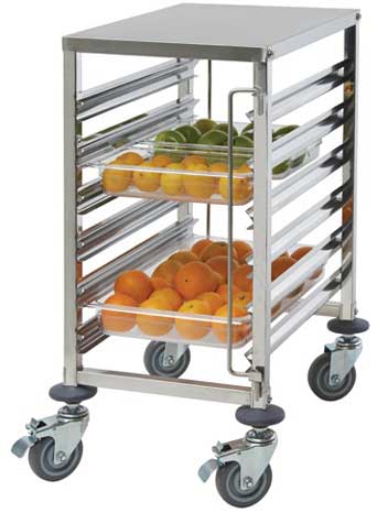 Winco Stainless Steel 12-Tier End-Load Steam Table Pan/Food Pan Rack with Brake, 15 1/8 x 21 5/8 x 31 1/2 inch