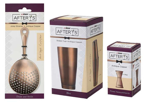 Winco After5 18/8 Stainless Steel Antique Copper Finish Julep Strainer, 6 3/8 inch Length -- 120 per case