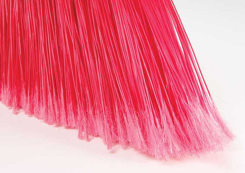 Winco Medium Duty Flagged Red Bristles Angle Broom with 48 inch Length Fiberglass Handle -- 12 set per case