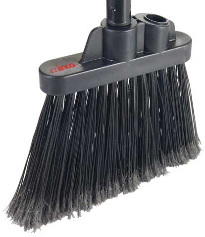 Winco Medium Duty Flagged Black Bristles Lobby Broom with 30 inch Length Metal Handle -- 24 set per case