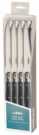Winco Pointed Tip Euro Slim Steak Knife with ABS Handle, 4 1/2 inch Blade -- 288 per case