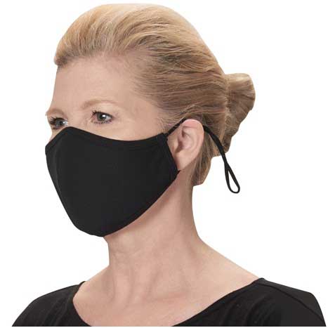Winco Signature Chef Black Medium/Large 2 Ply Cotton Reusable and Adjustable Face Mask - 2 pieces per pack -- 250 packs per case