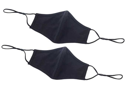 Winco Signature Chef Black Large/Extra Large 2 Ply Cotton Reusable and Adjustable Face Mask - 2 pieces per pack -- 250 packs per case