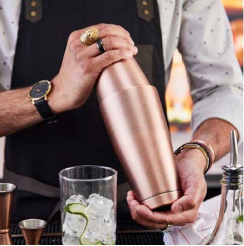 Winco After5 18/8 Stainless Steel Antique Copper Finish Bar Shaker Cup, 20 Ounce -- 48 per case
