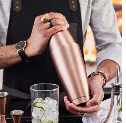 Winco After5 18/8 Stainless Steel Antique Copper Finish Bar Shaker Cup, 28 Ounce -- 48 per case
