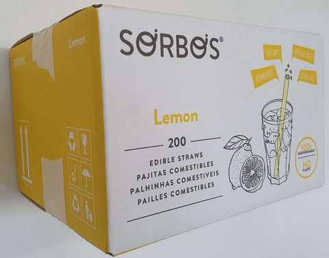 Sorbos Edible Lemon Straw, 19 Centimeter -- 200 per case