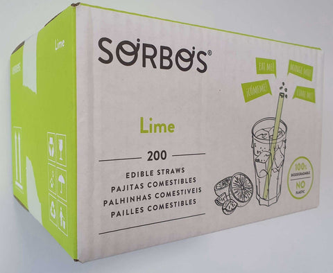 Sorbos Edible Lime Straw, 19 Centimeter -- 200 per case