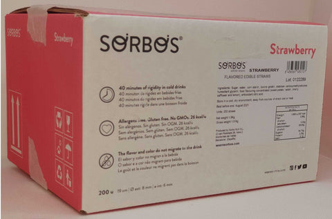 Sorbos Edible Strawberry Straw, 19 Centimeter -- 200 per case