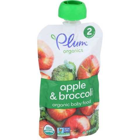Plum Organics Second Blend Broccoli and Apple Baby Food, 4 Ounce -- 6 per case.