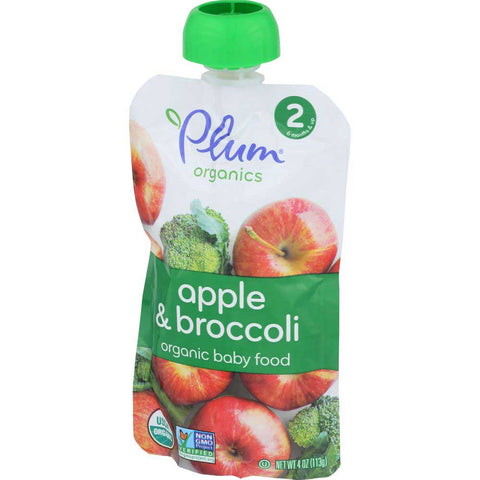 Plum Organics Second Blend Broccoli and Apple Baby Food, 4 Ounce -- 6 per case.