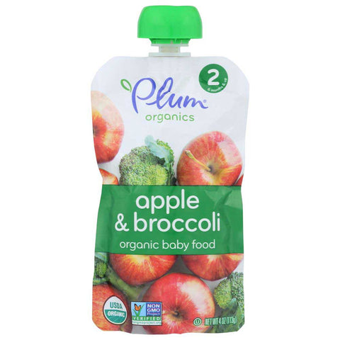 Plum Organics Second Blend Broccoli and Apple Baby Food, 4 Ounce -- 6 per case.