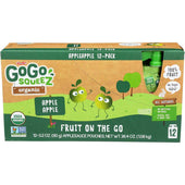 Gogo Squeez Apple Apple Organic Apple Sauce, 3.2 Ounce - 12 count per pack -- 6 packs per case