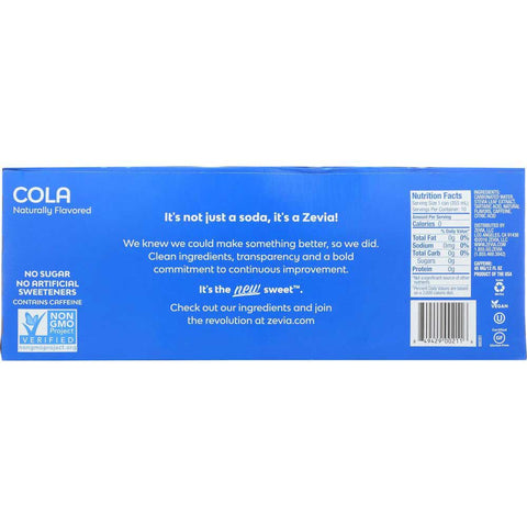 Zevia Cola Naturally Flavored Zero Calorie Soda, 12 Fluid Ounce - 10 count per pack -- 2 packs per case