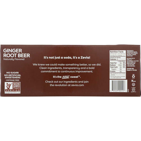 Zevia Ginger Root Beer Zero Calorie Soda, 12 Fluid Ounce - 10 count per pack -- 2 packs per case