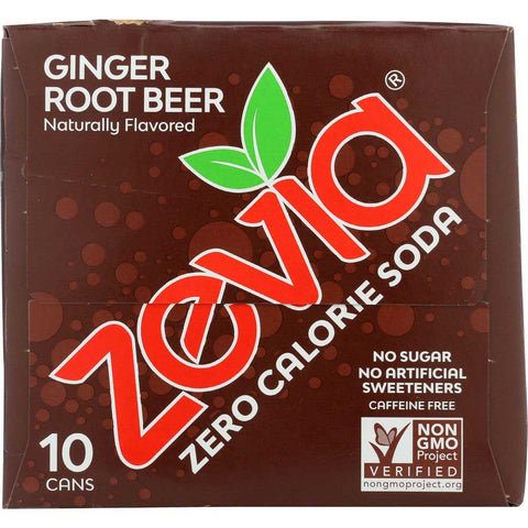 Zevia Ginger Root Beer Zero Calorie Soda, 12 Fluid Ounce - 10 count per pack -- 2 packs per case