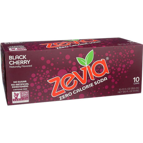 Zevia Black Cherry Naturally Flavored Zero Calorie Soda, 12 Fluid Ounce - 10 count per pack -- 2 packs per case