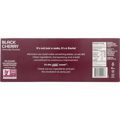Zevia Black Cherry Naturally Flavored Zero Calorie Soda, 12 Fluid Ounce - 10 count per pack -- 2 packs per case