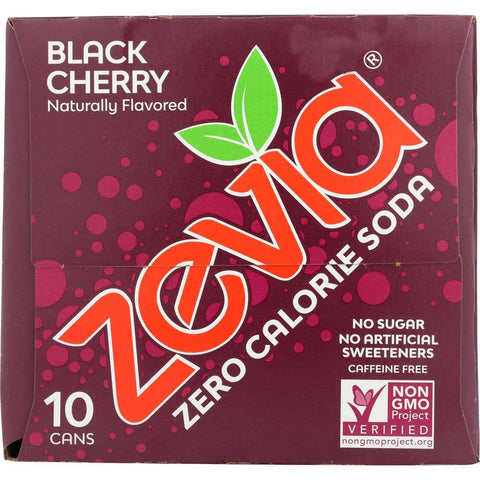 Zevia Black Cherry Naturally Flavored Zero Calorie Soda, 12 Fluid Ounce - 10 count per pack -- 2 packs per case
