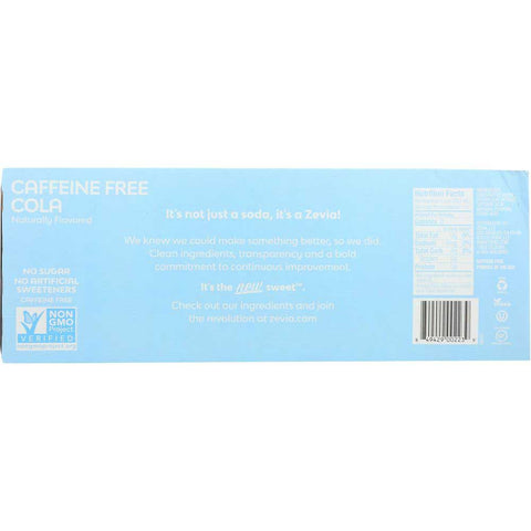 Zevia Caffeine Free Cola Naturally Flavored Zero Calorie Soda, 12 Fluid Ounce - 10 count per pack -- 2 packs per case