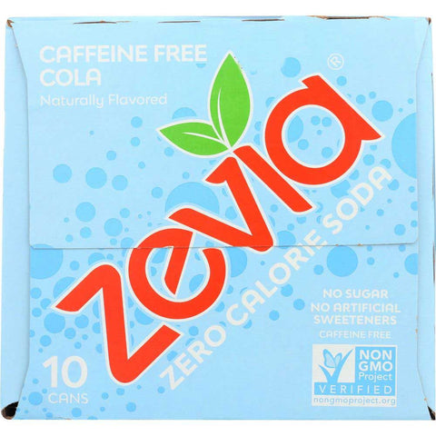 Zevia Caffeine Free Cola Naturally Flavored Zero Calorie Soda, 12 Fluid Ounce - 10 count per pack -- 2 packs per case