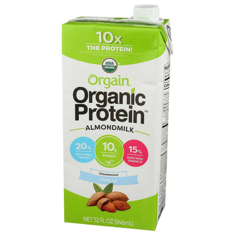 Orgain Organic Protein Unsweetened Vanilla Protein Almond Milk, 32 Fluid Ounce -- 6 per case