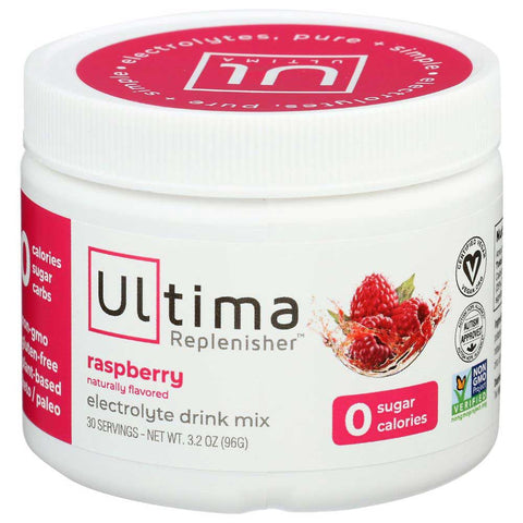 Ultima Replenisher Raspberry Electrolyte Powder Drink Mix, 3.4 Ounce Canister