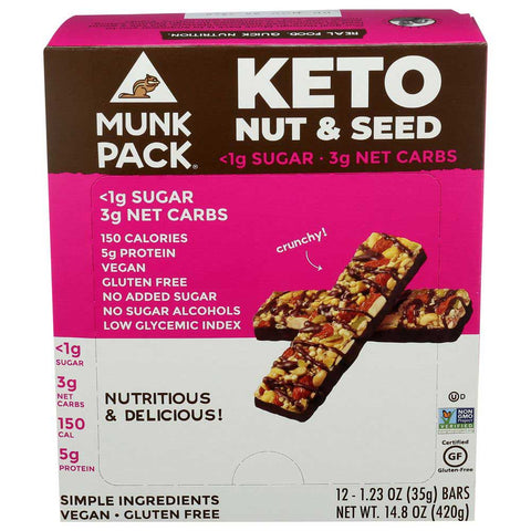 Munk Pack Sea Salt Dark Chocolate Keto Nut and Seed Bar, 1.23 Ounce -- 12 per case