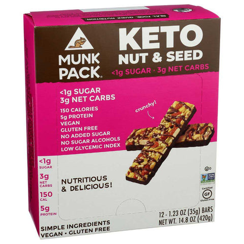 Munk Pack Sea Salt Dark Chocolate Keto Nut and Seed Bar, 1.23 Ounce -- 12 per case