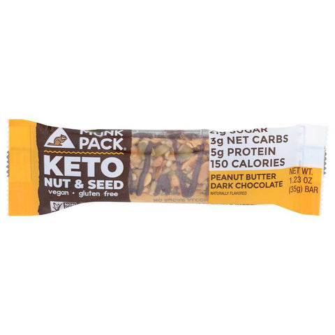 Munk Pack Peanut Butter Dark Chocolate Keto Nut and Seed Bar, 1.23 Ounce -- 12 per case