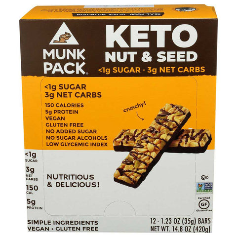 Munk Pack Peanut Butter Dark Chocolate Keto Nut and Seed Bar, 1.23 Ounce -- 12 per case