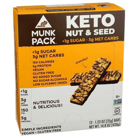 Munk Pack Peanut Butter Dark Chocolate Keto Nut and Seed Bar, 1.23 Ounce -- 12 per case