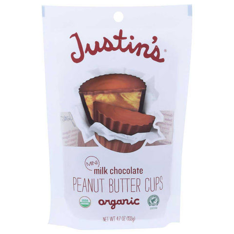 Justins Organic Mini Milk Chocolate Peanut Butter Cup, 4.7 Ounce -- 6 per case