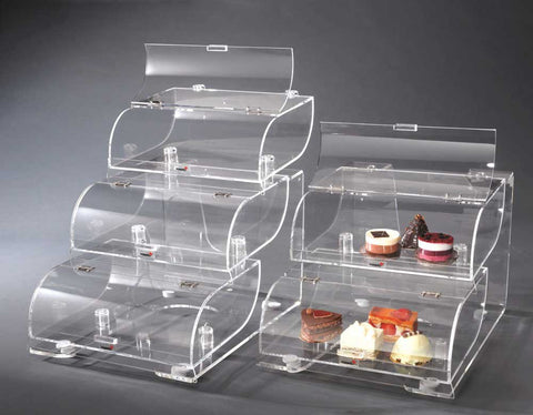 Rosseto Clear Acrylic Three Tier Bakery Case with Acrylic Stand, 15 x 26 x 19 inch