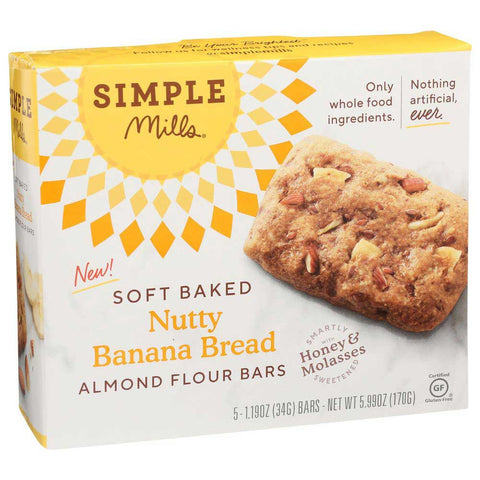 Simple Mills Soft Baked Nutty Banana Bread Almond Flour Bar, 5.99 Ounce -- 6 per case