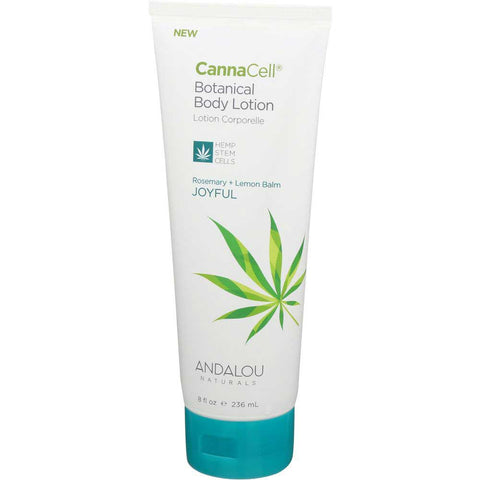 Andalou Naturals Cannacell Joyful Rosemary Plus Lemon Balm Botanical Body Lotion, 8 Fluid Ounce