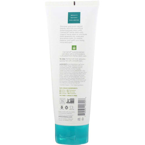 Andalou Naturals Cannacell Joyful Rosemary Plus Lemon Balm Botanical Body Lotion, 8 Fluid Ounce
