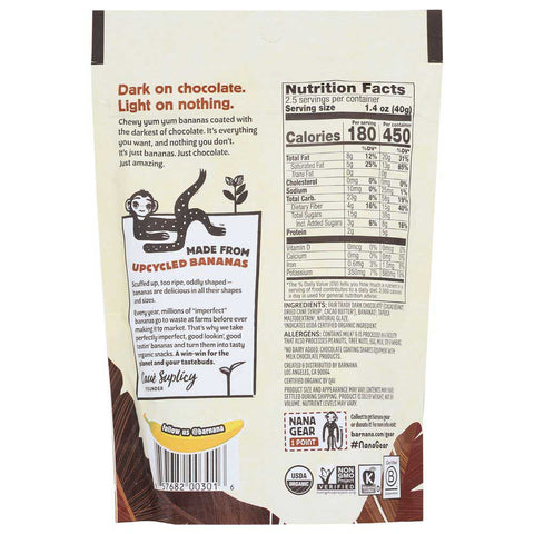 Barnana Organic Chocolate Chewy Banana Bites, 3.5 Ounce -- 12 per case.