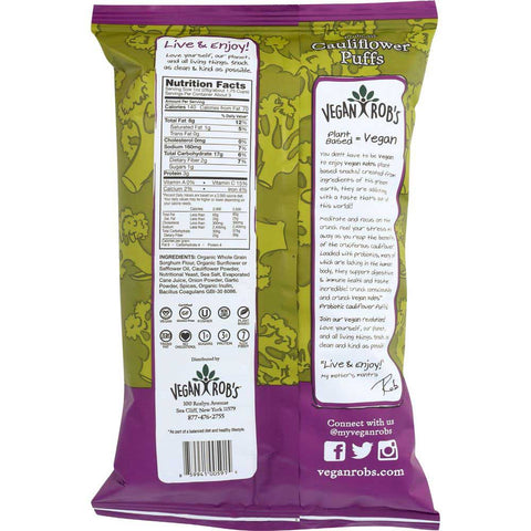 Vegan Robs Probiotic Cauliflower Puffs, 3.5 Ounce -- 12 per case