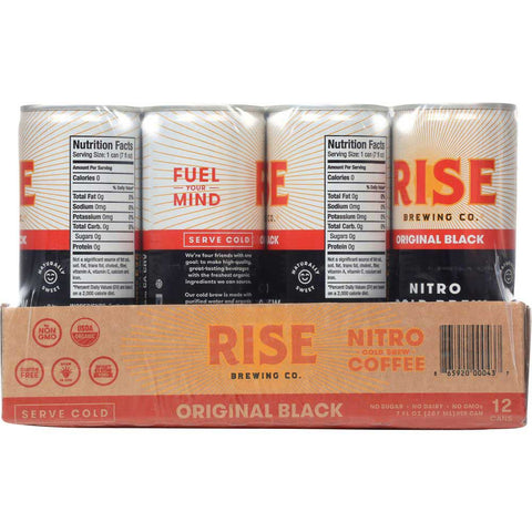 Rise Brewing Co Organic Original Black Nitro Cold Brew Coffee, 7 Fluid Ounce -- 12 per case
