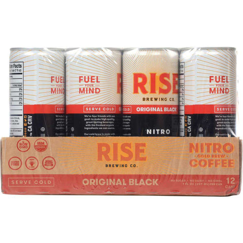 Rise Brewing Co Organic Original Black Nitro Cold Brew Coffee, 7 Fluid Ounce -- 12 per case