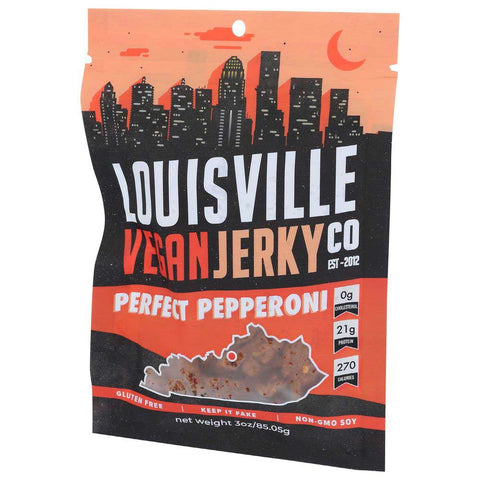 Louisville Vegan Jerky Perfect Pepperoni, 3 Ounce -- 10 per case