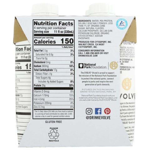 Evolve Ideal Vanilla Protein Shake, 11 Ounce - 4 count per pack -- 3 packs per case